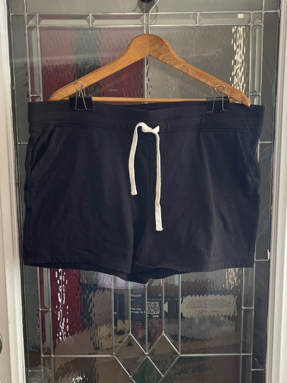 32 Degrees Cool Womens Black Workout Shorts Sz XXL Pockets Drawstring Gym Yoga